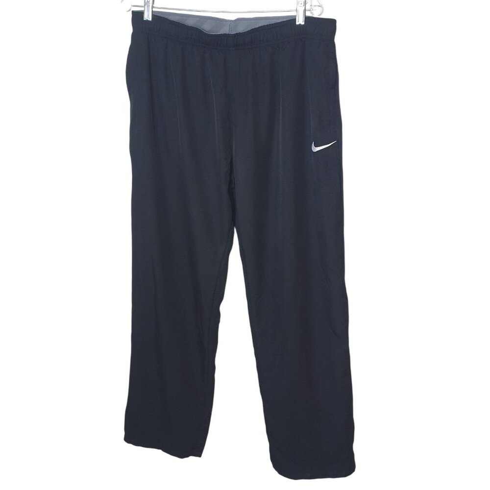 Nike Mens Athletic Pants XL Black Dri-Fit Zip Ankles Pockets Lined Sportswear